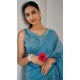 Blue Crush Silk Swarovski Work Party Wear Saree - 11212199653