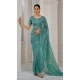 Sea Green Crush Silk Swarovski Work Party Wear Saree - 11212199655