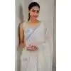 White Crush Silk Swarovski Work Party Wear Plus Size Saree - 11212199656