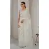 White Crush Silk Swarovski Work Party Wear Plus Size Saree - 11212199656
