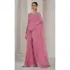Pink Crush Silk Swarovski Work Party Wear Plus Size Saree - 11212199657
