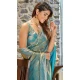 Satin Silk Hand Work Party Wear Saree In Rama Blue - 11213199660