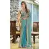 Satin Silk Hand Work Party Wear Plus Size Saree In Rama Blue - 11213199660