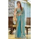 Satin Silk Hand Work Party Wear Saree In Rama Blue - 11213199660