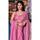 Pink Satin Silk Hand Work Traditional Party Wear Saree - 11214199663