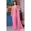 Pink Satin Silk Hand Work Traditional Party Wear Plus Size Saree - 11214199663