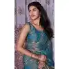 Blue Satin Silk Hand Work Traditional Party Wear Plus Size Saree - 11214199664
