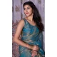 Blue Satin Silk Hand Work Traditional Party Wear Saree - 11214199664