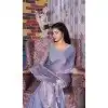 Grey Satin Silk Hand Work Traditional Party Wear Plus Size Saree - 11214199665