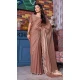 Brown Satin Silk Hand Work Traditional Party Wear Saree - 11214199666
