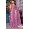 Lavender Satin Silk Hand Work Traditional Party Wear Plus Size Saree - 11214199667