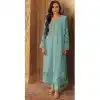 Faux Georgette Embroidered Pakistani Style Plus Size Salwar Suit In Sky Blue - 11054198441