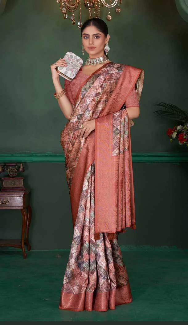 Multi Color Soft Silk Digital Print Work Traditional Wear Saree - 11097198779