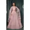 Dusty Pink Net Embroidered Designer Wear Plus Size Lehenga Choli - 11104198850