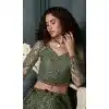 Mehendi Green Net Embroidered Designer Wear Plus Size Lehenga Choli - 11104198853