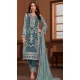 Teal Blue PV Vichitra Embroidered Pakistani Style Salwar Suit - 11053198435