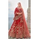 Red Embroidered Silk Wedding Wear Designer Bridal Lehenga Choli - 11103198841