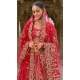Red Silk Khatli Embroidered Wedding Wear Bridal Lehenga Choli - 11103198848