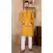 Mustard Linen Silk Plain Casual Readymade Men Kurta Pajama - 11133199076