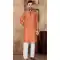 Orange Linen Silk Plain Casual Readymade Men Kurta Pajama - 11133199077