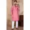 Pink Linen Silk Plain Casual Readymade Men Kurta Pajama - 11133199078