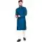 Teal Blue Cotton Slub Zari Work Casual Wear Readymade Men Kurta Pajama - 11136199102