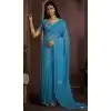 Light Blue Silk Crush Zarkan HandWork Party Wear Plus Size Saree - 11127199031