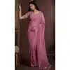 Baby Pink Silk Crush Zarkan HandWork Party Wear Plus Size Saree - 11127199032
