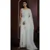 White Silk Crush Zarkan HandWork Party Wear Plus Size Saree - 11127199033