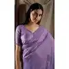 Lavender Silk Crush Zarkan HandWork Party Wear Plus Size Saree - 11127199034