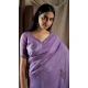 Lavender Silk Crush Zarkan HandWork Party Wear Saree - 11127199034
