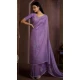 Lavender Silk Crush Zarkan HandWork Party Wear Saree - 11127199034