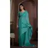 Rama Blue Silk Crush Zarkan HandWork Party Wear Plus Size Saree - 11127199035