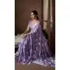 Satin Silk Zari Print Work Party Wear Plus Size Saree In Lavender - 11114198929