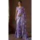 Satin Silk Zari Print Work Party Wear Saree In Lavender - 11114198929