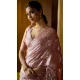 Satin Silk Zari Print Work Party Wear Saree In Peach - 11114198930