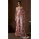 Satin Silk Zari Print Work Party Wear Saree In Peach - 11114198930