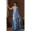 Satin Silk Zari Print Work Party Wear Plus Size Saree In Blue - 11114198931