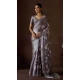 Satin Silk Zari Print Work Party Wear Saree In Steal Purple Grey - 11114198933