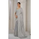 Grey Satin Silk Foil Print Work Party Wear Saree - 11115198935