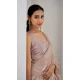 Peach Satin Silk Foil Print Work Party Wear Saree - 11115198936