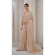 Peach Satin Silk Foil Print Work Party Wear Saree - 11115198936