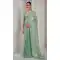 Mint Green Satin Silk Foil Print Work Party Wear Saree - 11115198938