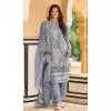 Organza Embroidered Pakistani Style Plus Size Salwar Suit In Grey - 11189199529