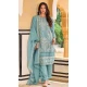Organza Embroidered Pakistani Style Salwar Suit In Sky Blue - 11189199532