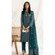 Teal Blue Georgette Embroidered Pakistani Style Salwar Suit - 11190199536