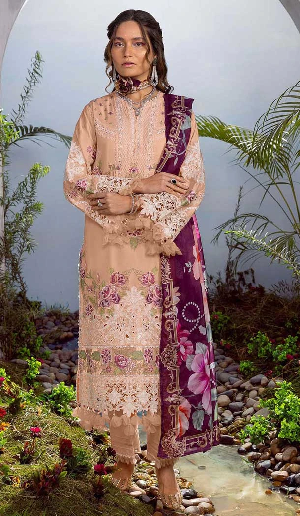 Cotton Embroidered Party Wear Salwar Kameez In Peach - 11192199542