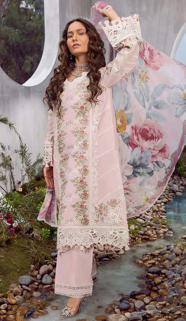 Cotton Embroidered Party Wear Salwar Kameez In Light Baby Pink - 11192199545
