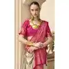 Beige Silk Kanjivaram Weaving Work Traditional Wear Plus Size Saree - 11176199449