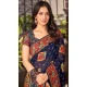 Cotton Silk Weaved Thread Work Traditional Wear Saree In Navy Blue - 11201199587